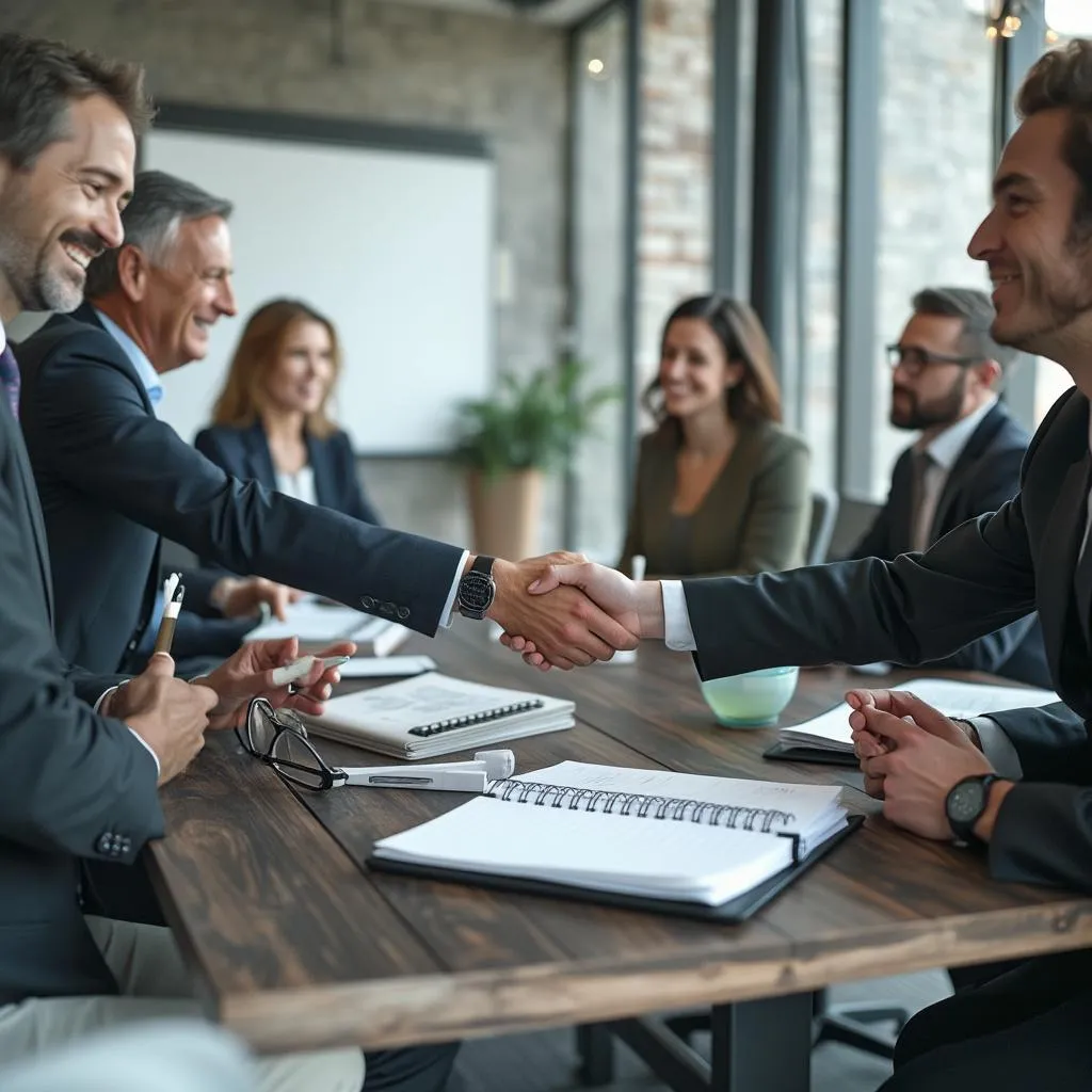 Reunión con clientes corporativos